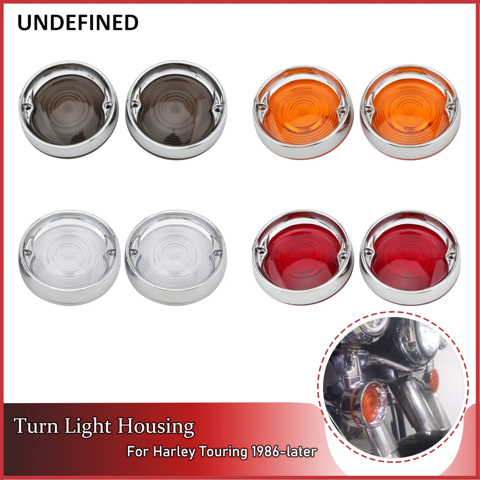 

Motorcycle Turn Signal Light Lenses Cover Trim Ring Flat Bezels Chrome For Harley Touring Road King Street Electra Glide CVO FLH