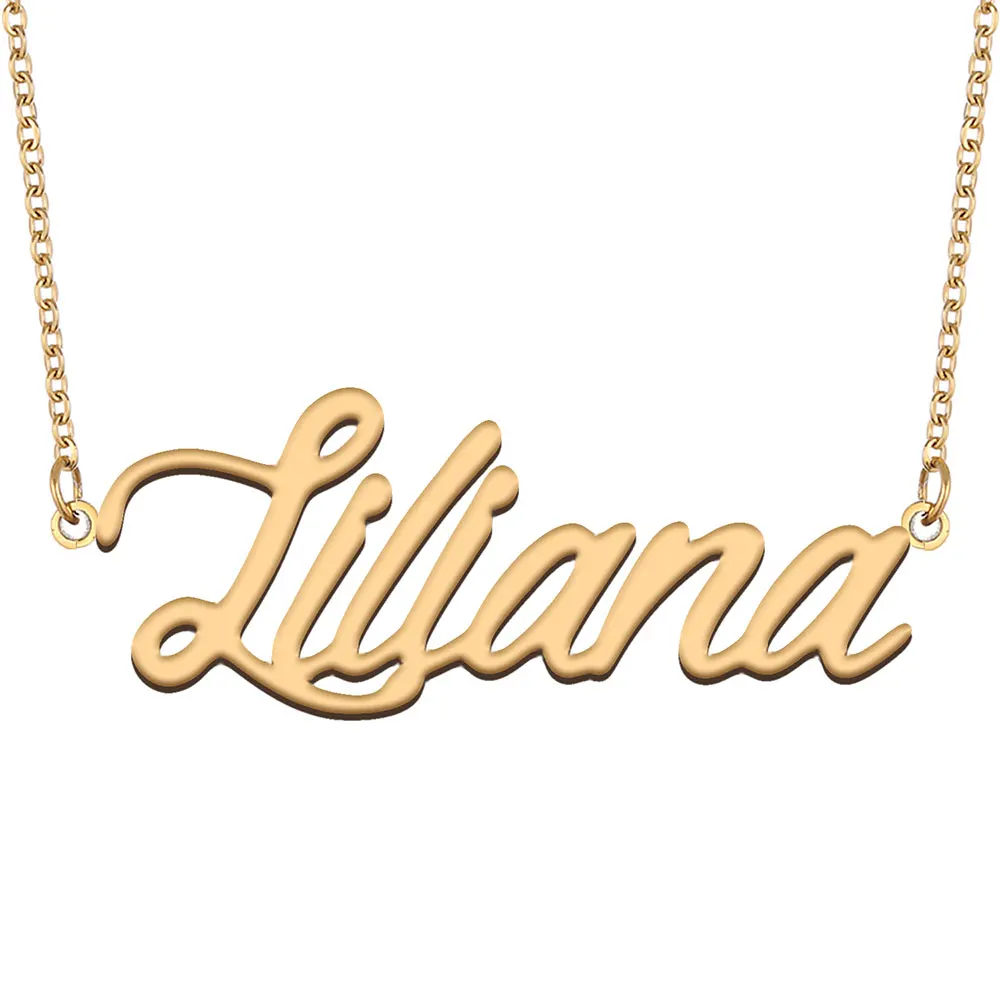 

Liliana Name Necklace for Women Stainless Steel Jewelry Gold Color Nameplate Pendant Collares Para Mujer Letters Choker