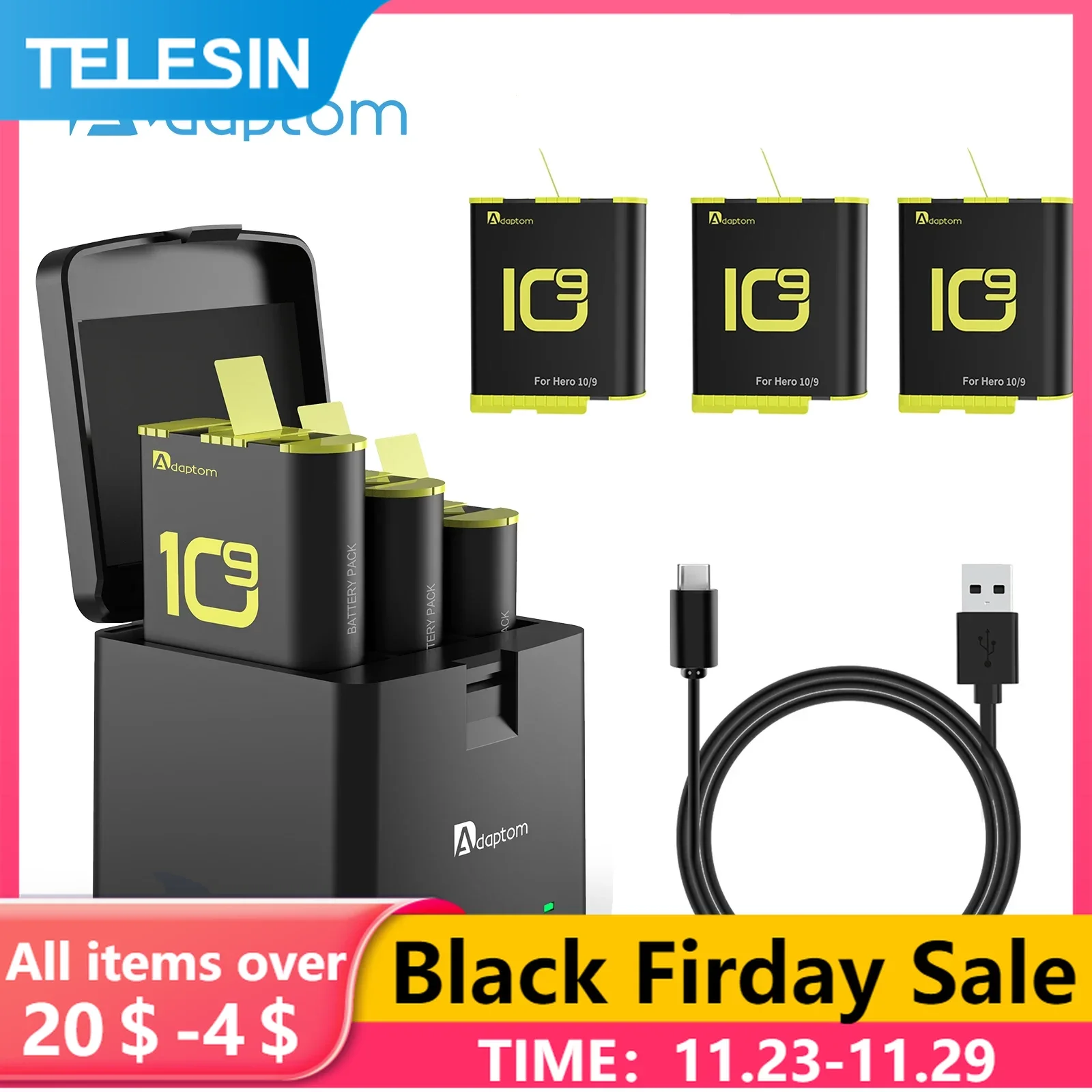 

1750mAh Battery For GoPro Hero 10 9 Fast Charging 3 Ways LED Light Fast Charger For GoPro Action Sports Camera Accessories