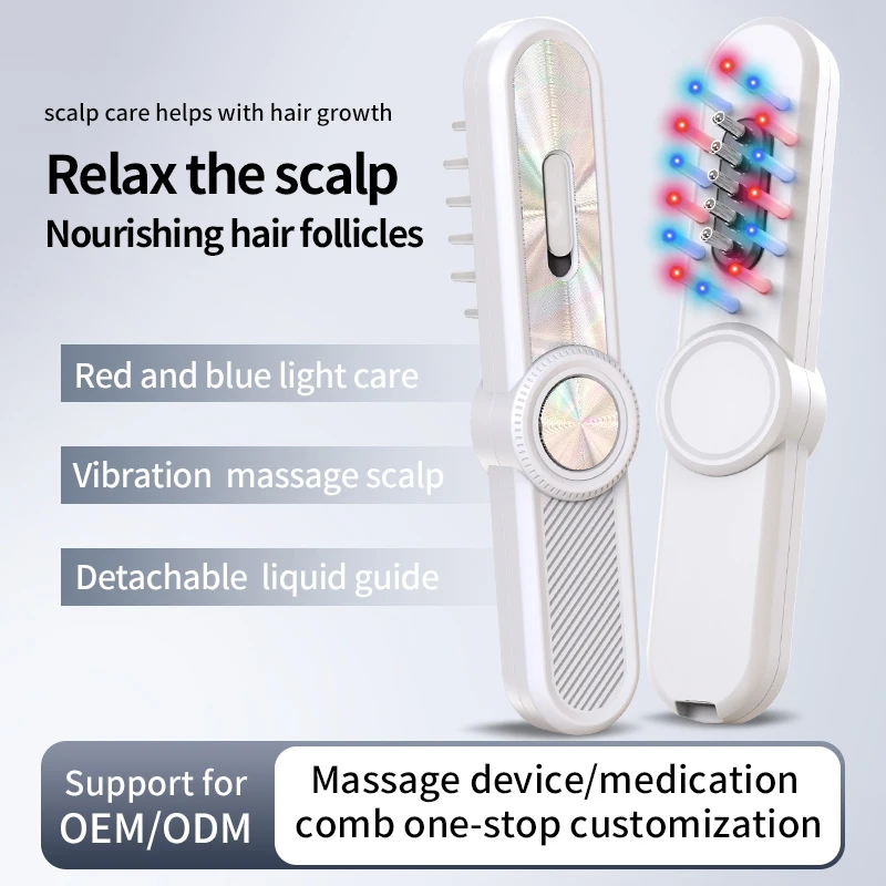 Электрическая вибрационная массажная расческа терапия красным светом щетка для