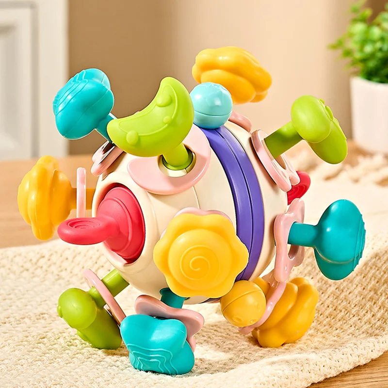 

Baby Sensory Teething Toys BPA Free Infant Montessori Teething Ball Teethers Sore Gums Relief Newborn Sensory Rattles for 0-12M