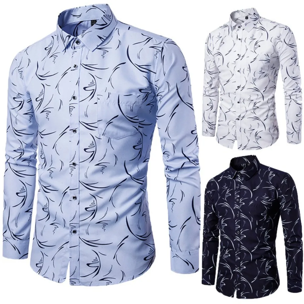 

Fashion Men's Shirt Casual Flowe Cotton shirts for men