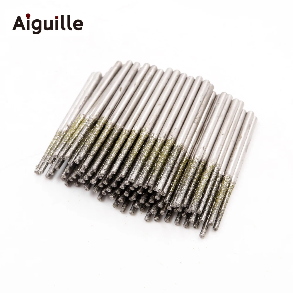 100 шт. ультрадлинные алмазные шлифовальные Сверла хвостовик 2,3 мм сверла для отверстий маленькие сверла 0,8 мм-2,5 мм нефритовые сверла для камня