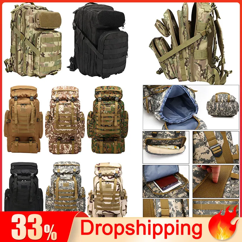 

Тактический рюкзак Оксфорд 80 л, вместительные уличные военные рюкзаки, тактический спортивный ранец для кемпинга, походов, охоты, занятий с...