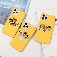 lovely powerpuff girls phone case for iphone 13 12 11 pro max mini xs 8 7 6 6s plus x se 2020 xr candy yellow silicone cover