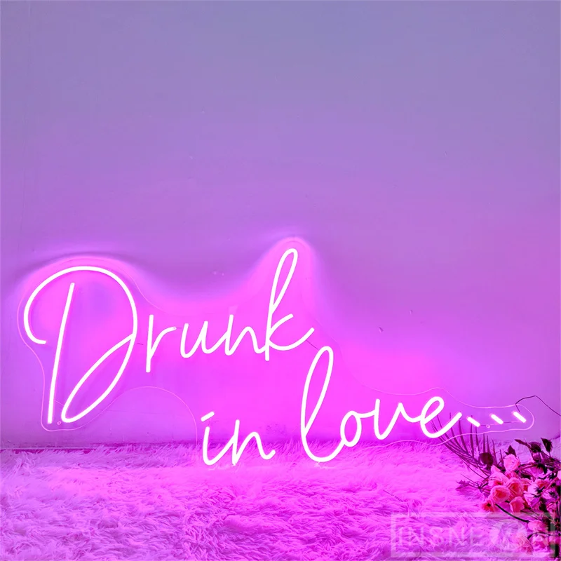 

Neon LED Sign Drunk In Love Neon Decor Lamp for Bar Party Neon Lighting Signs Wedding Room Birthday Decoration Wall Night Lights