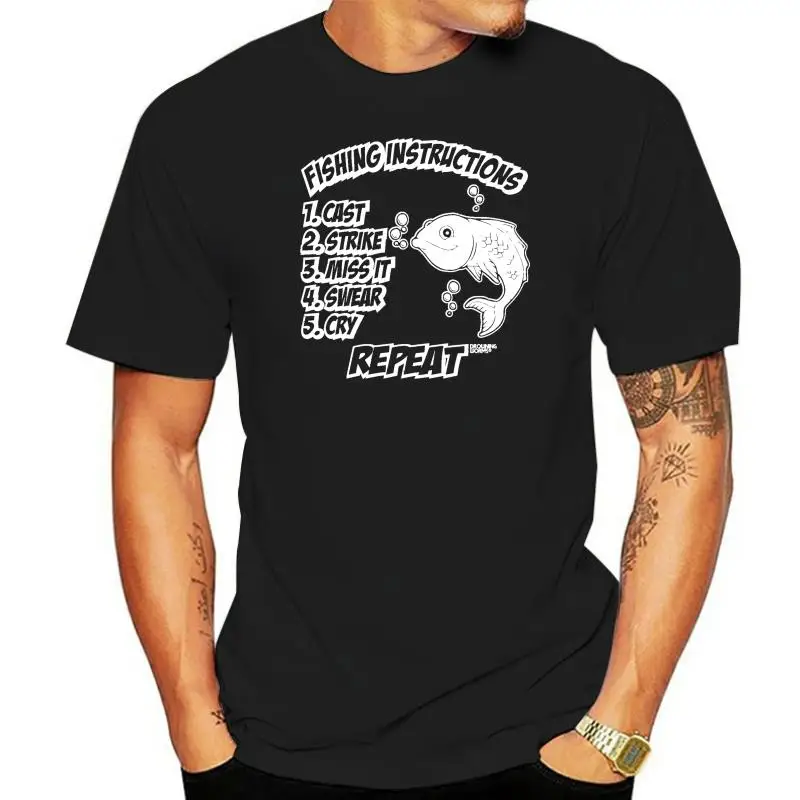 

Fishing Instructions T-SHIRT Tee Angler Bait Fly Fish Carp birthday fashion gift