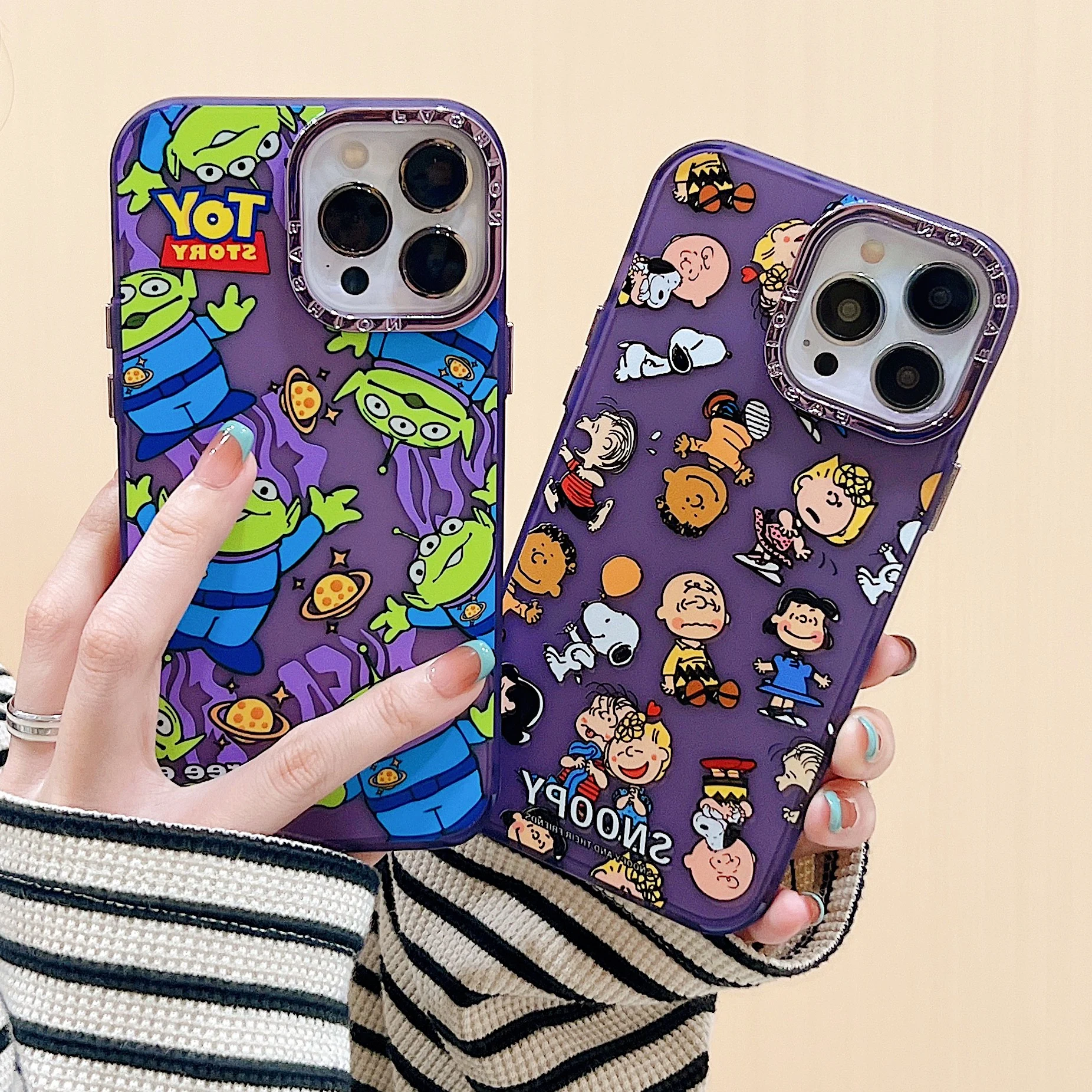 

Cartoon Snoopies Charlies Disney Toy Story Alien Phone Case For iPhone 14 13 12 11 Pro Max 14 Pro Couple Anti-drop Back Cover