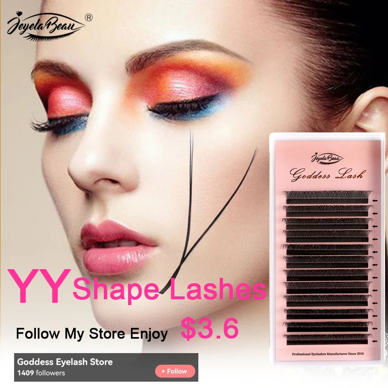 

Goddess YY Shape Lashes 0.07 Faux Mink C/D 8-15 mm Black Natural Soft YY Eyelashes Extension Design Volume Fan Lashes Wholesale