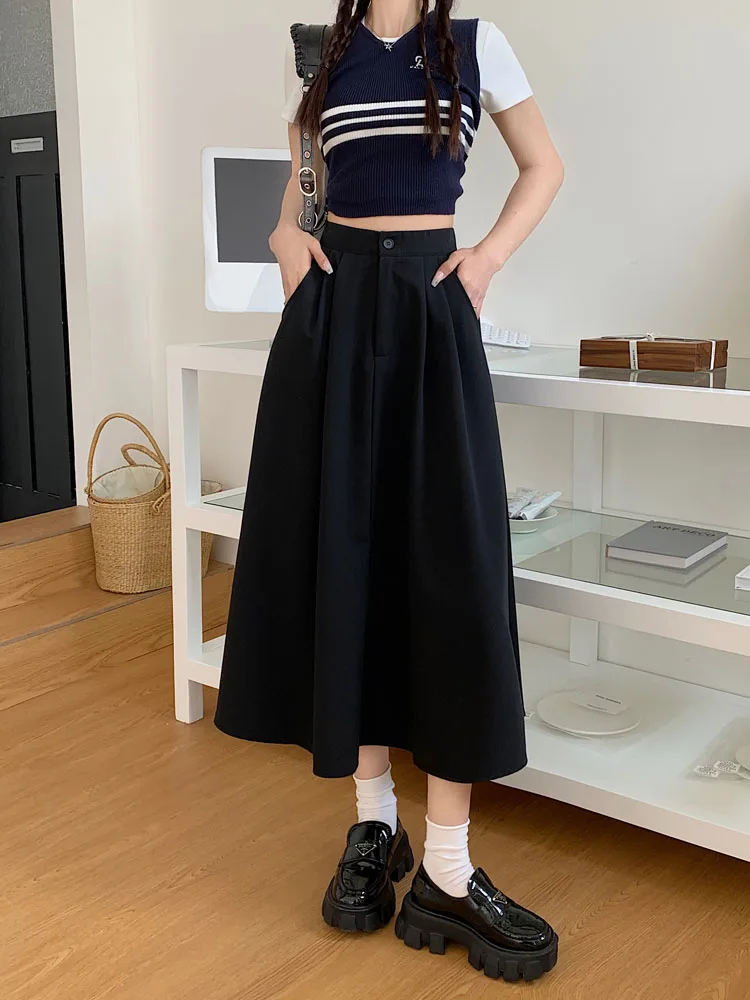 Женская длинная Плиссированная юбка SML белая Повседневная трапециевидная до