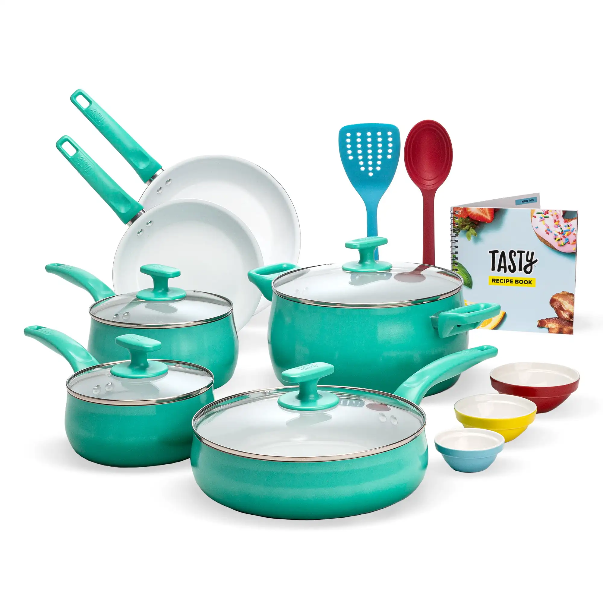 

Ceramic -Reinforced Cookware Set, Ombre Green, 16 Piece