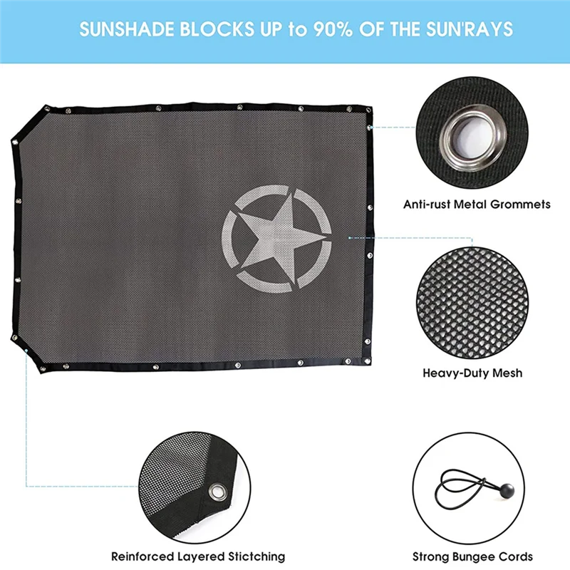 

Sunshade for Ford Bronco, Mesh Sun Shade Bikini Top Cover for Ford Bronco 2021 2022 4 Door Accessories (Star)