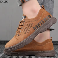 mens genuine leather upper non slip soft sole casual work shoes lightweight comfortable low top slim strap sports shoes