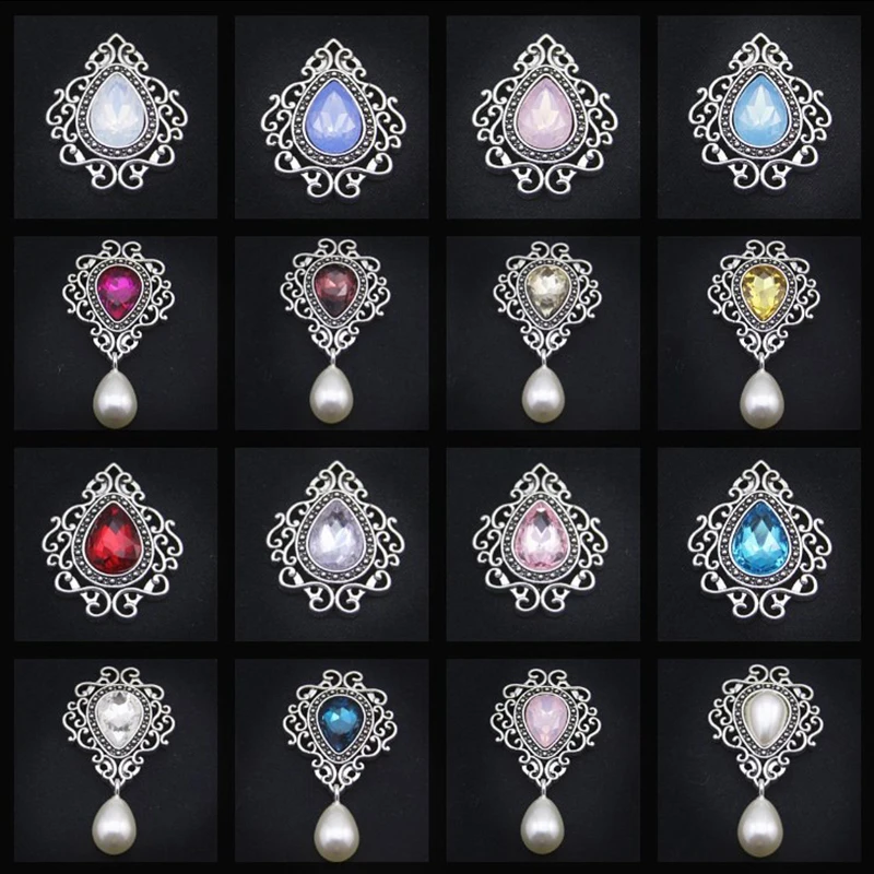 

1Pc 27*50MM Exquisite Shiny Flat Brooch Metal Decorated Crystal Fashion Gorgeous Wedding Invitation Festive Creative Accessory
