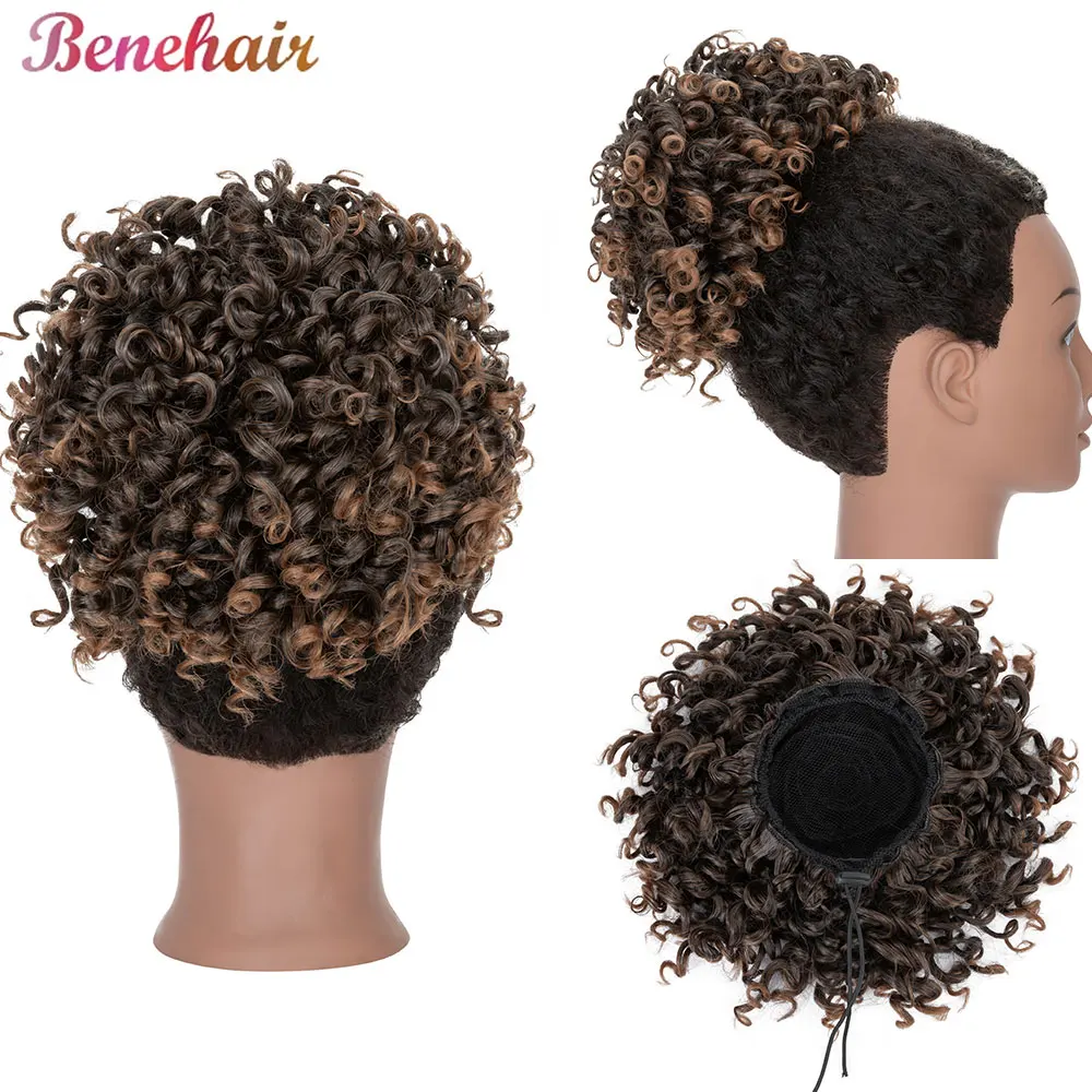 Пучки для вьющихся волос Benehair женщин синтетический вьющийся хвост на шнурке