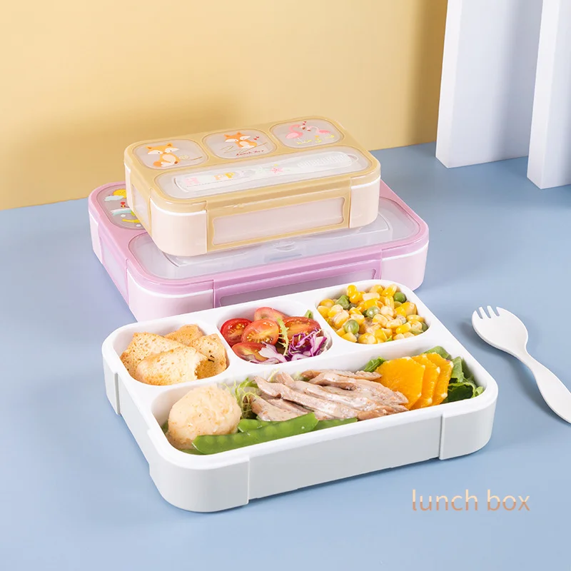 

Children's Lunch Box Independent Compartment Sealed Portable Bento Box Student Camping Food Container No BPA Heatable Tableware