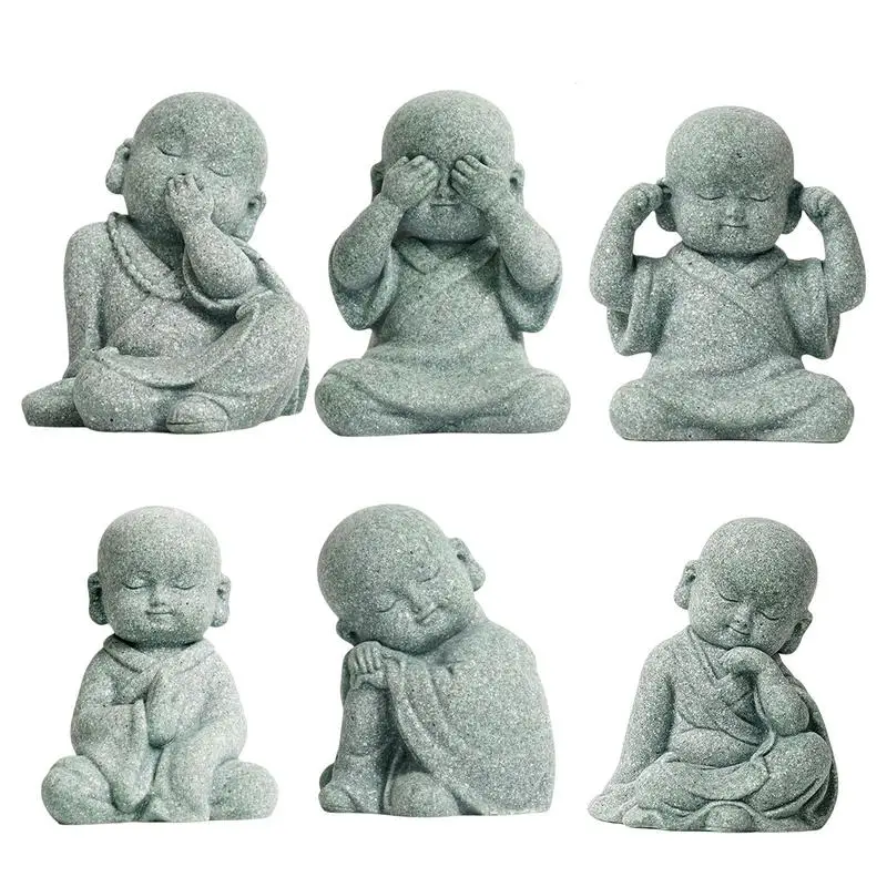 

Little Monk Statue Buddha Stone Tibetan Buddhism Figurines Zen Garden Ornament Meditation Home Aquarium Cute Resin Decoration