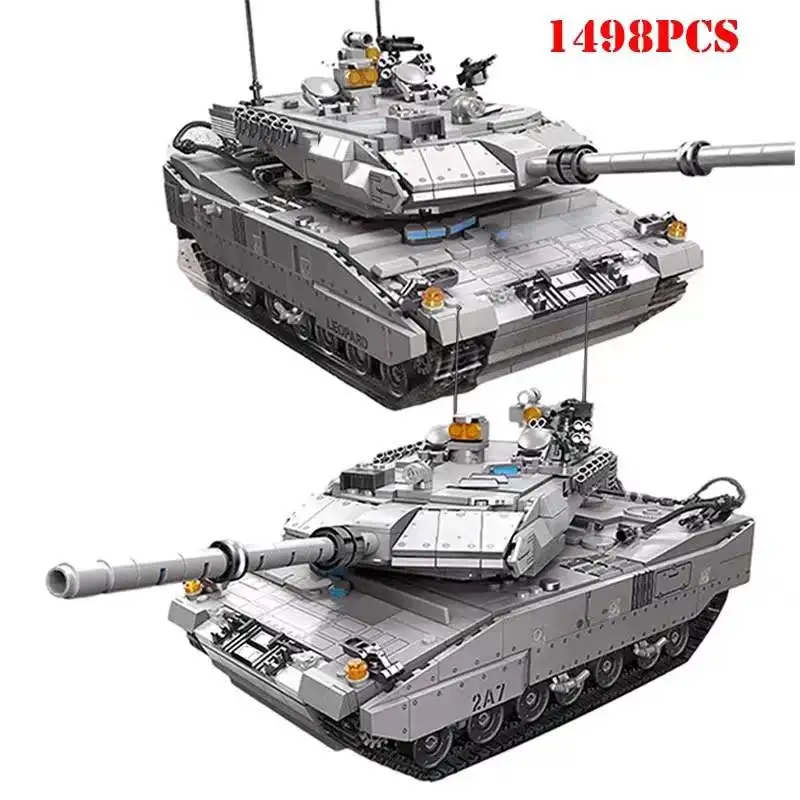 

Военный Леопардовый 2 Основной боевой танк 1498 шт., набор строительных блоков, армия, солдаты, немецкий танк, оружие, кирпичи, игрушки, подарки ...
