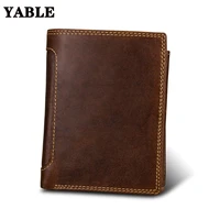 rfid shielded mens wallet vintage coin purse small mini card holder vertical genuine leather wallet short male wallet pocket