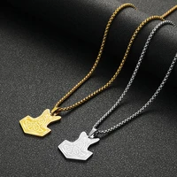 thors hammer vikings amulet gold plated stainless pendant with men necklace
