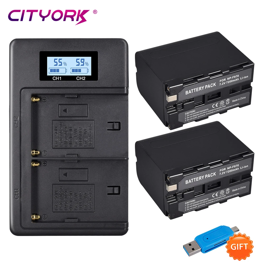 

CITYORK 7200mAh NP-F980 NP-F970 NPF960 Camera Battery + LCD USB Charger For Sony HVR-HD1000 HVR-HD1000E HVR-V1J NP- PLM-100