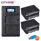 CITYORK 7200mAh NP-F980 NPF960 Аккумулятор для камеры + ЖК USB зарядное устройство для Sony NP-F970 HVR-HD1000 NP-HVR-HD1000E