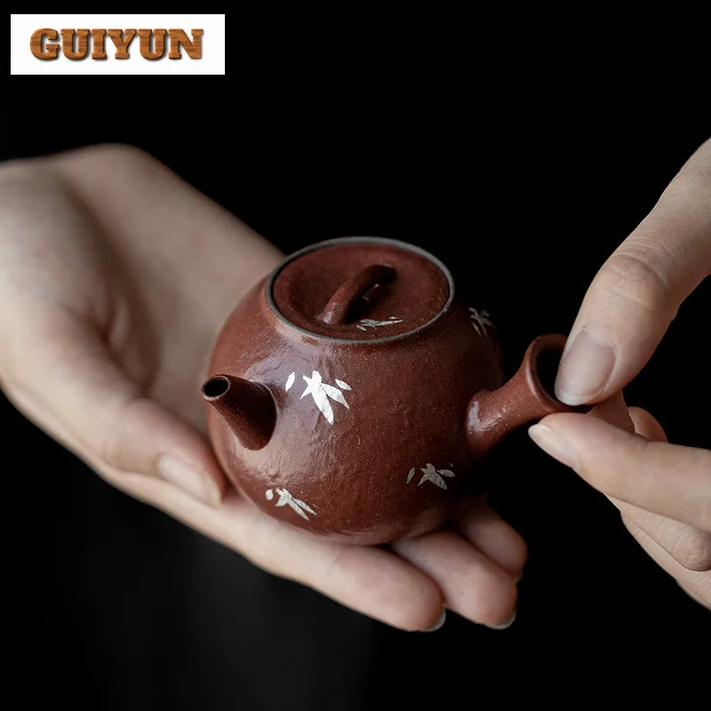 110 мл ручная роспись позолоченный серебряный бамбуковый чайник ручной работы