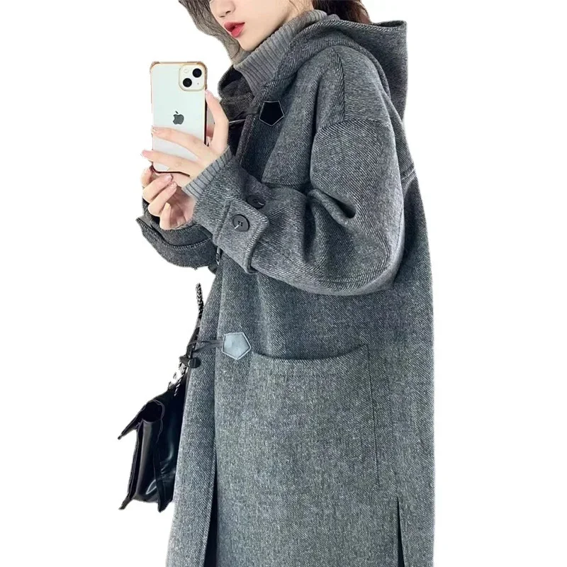 Шерстяное пальто средней длины GreyHorn элегантная куртка свободного кроя для