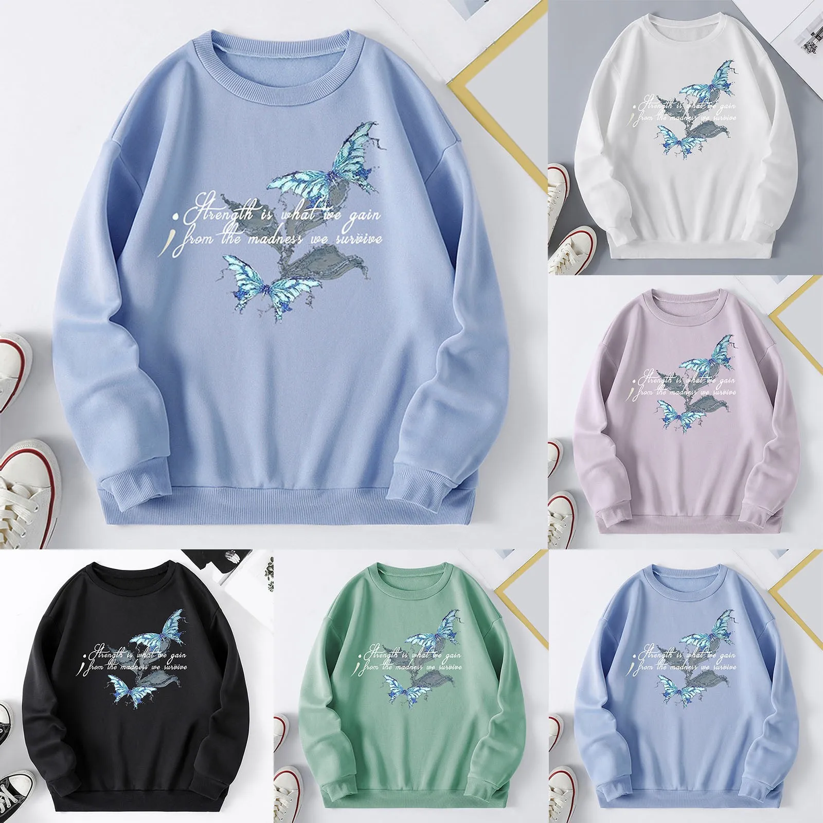 

Женская флисовая Толстовка свободного кроя с круглым вырезом и принтом алфавита