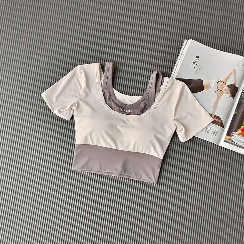 Новинка спортивные рубашки для йоги женская одежда бега фитнеса пикантный топ с