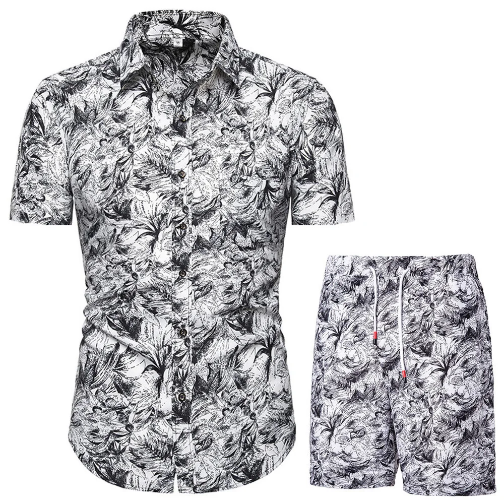 Men Clothing Set 2023 Two Piece Set Summer Beach Wear Floral Print Casual Shirt and Shorts Set Hawaiian Shirt Holiday Clothes
