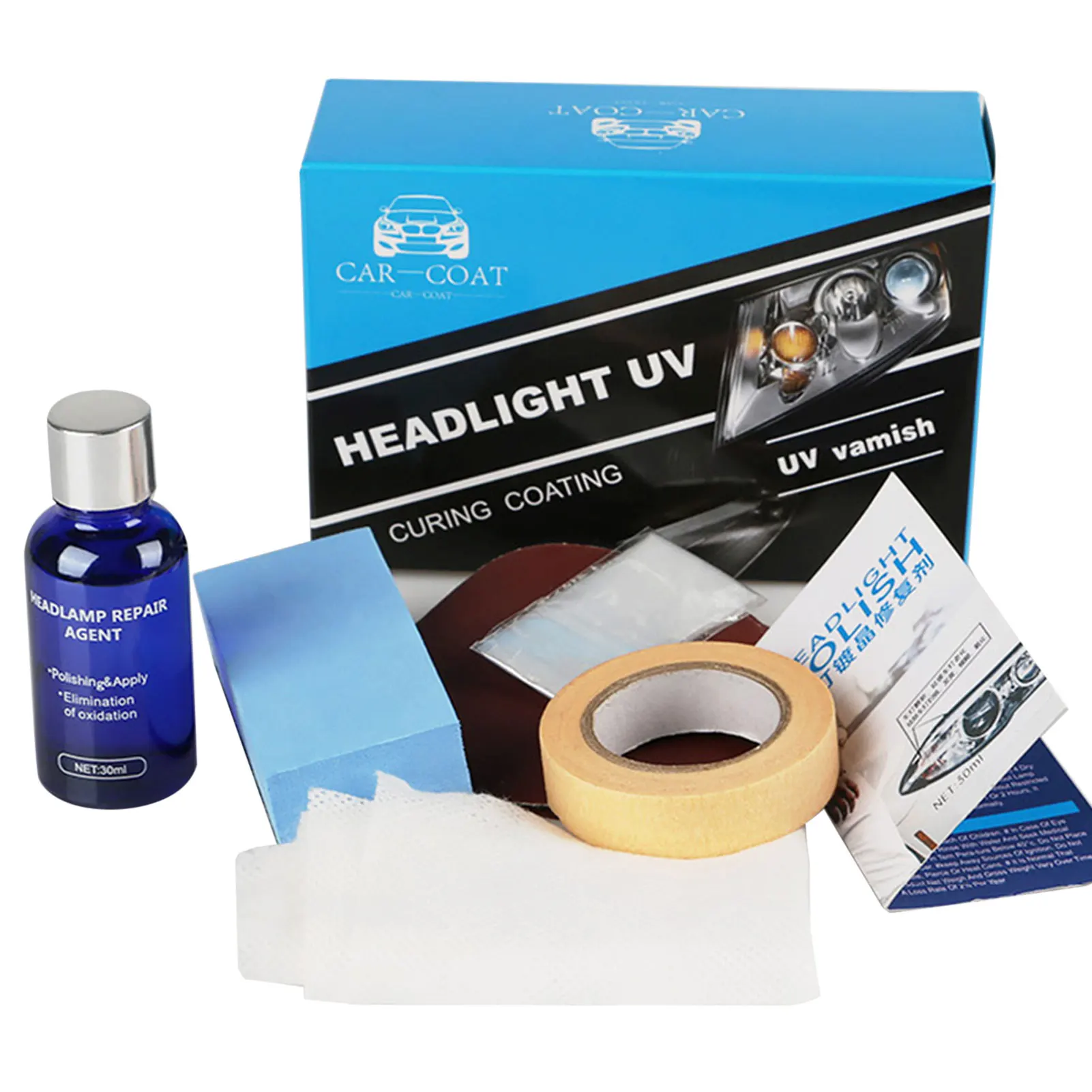 

Headlight Restoration Kit Headlight Cleaner 30ml Headlight Coating Agent Refurbishment Fluid Easy Apply Headlight Cleaner Repair