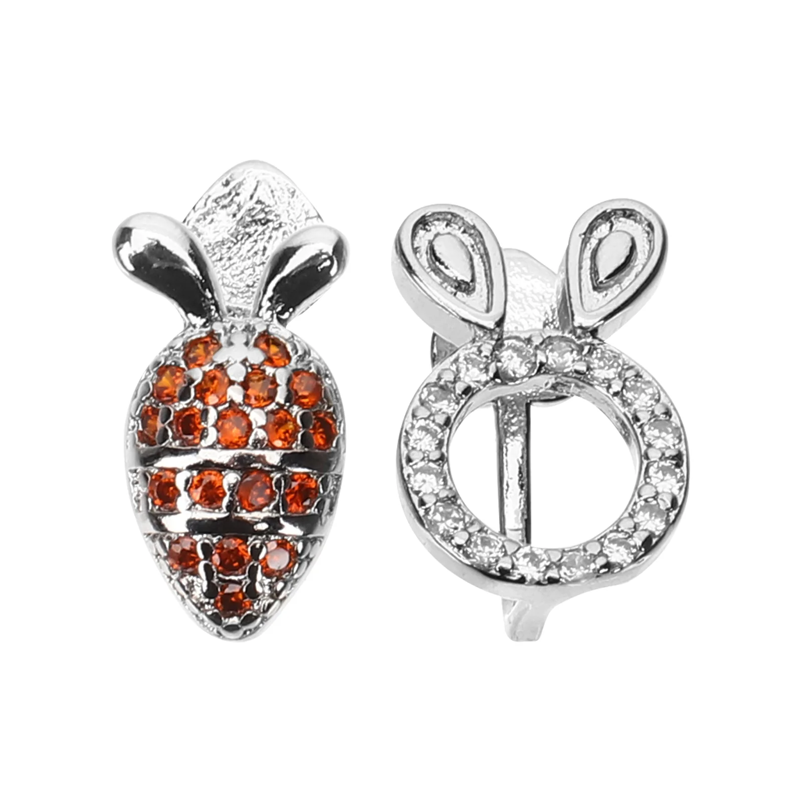 Серьги-гвоздики в виде кролика для девочек женские милые асимметричные стразы с
