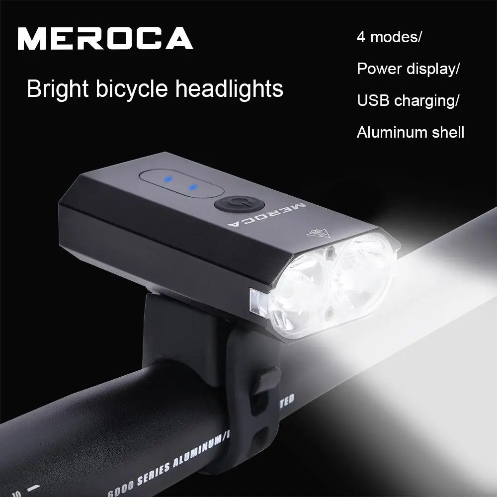 

MEROCA Bicycle Front Light MTB Mountain Bike Headlight Tail Light Power Display Cycling Flashlight Lantern Bicycle Accessories