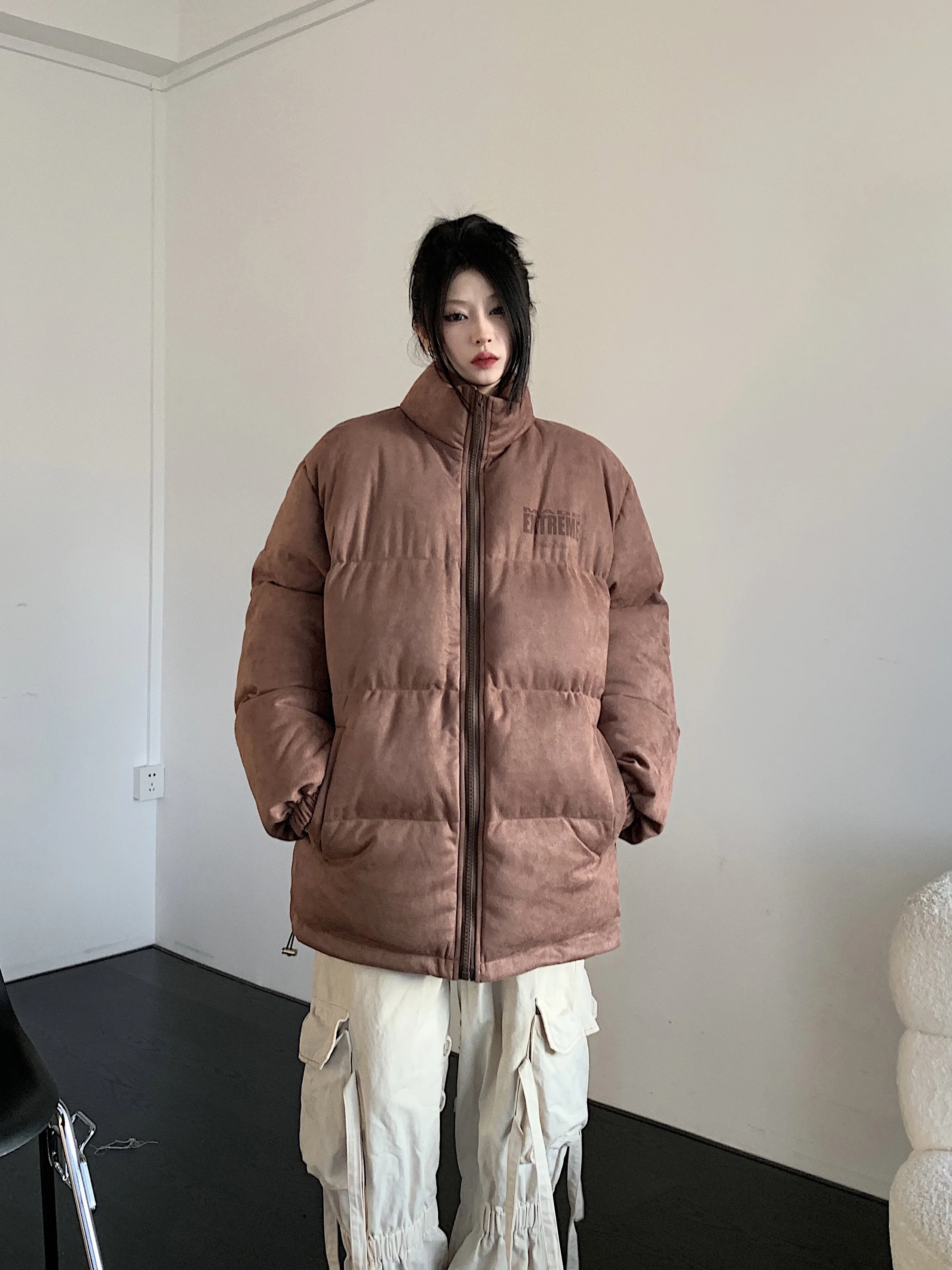 Замшевая куртка с хлопковой подкладкой Fragmented Island American Street в стиле ретро зимняя