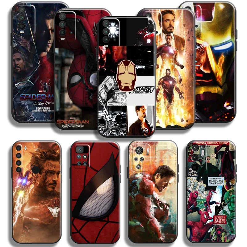 

Avengers Iron Man Spiderman Phone Case For Xiaomi Redmi Note 9 9T 9S 9 Pro Case For Redmi Note 9 5G Liquid Silicon Funda Coque