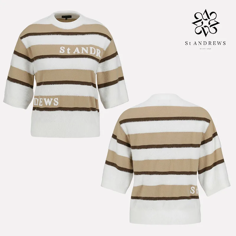 ST ANDREWS новый женский топ одежда для гольфа горизонтальный вязаный с круглым