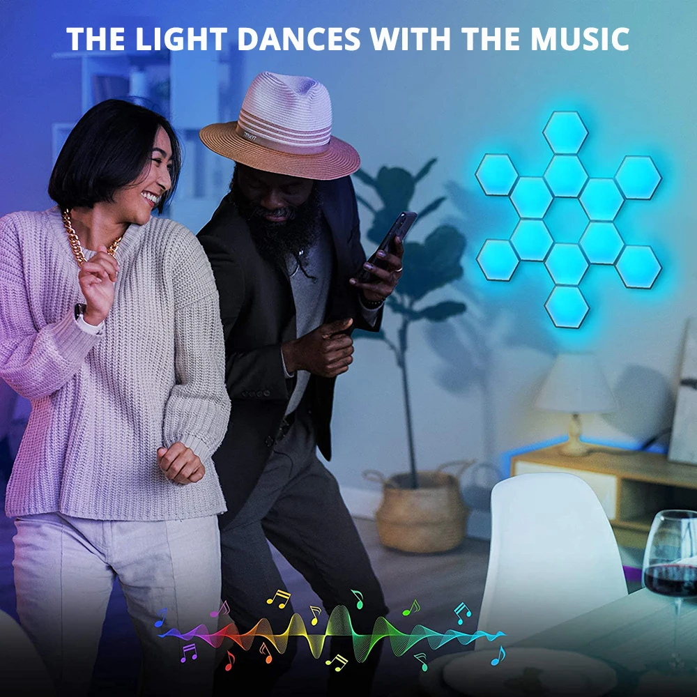 Светодиодный шестигранный настенный RGB-светильник с Bluetooth лампа дистанционным