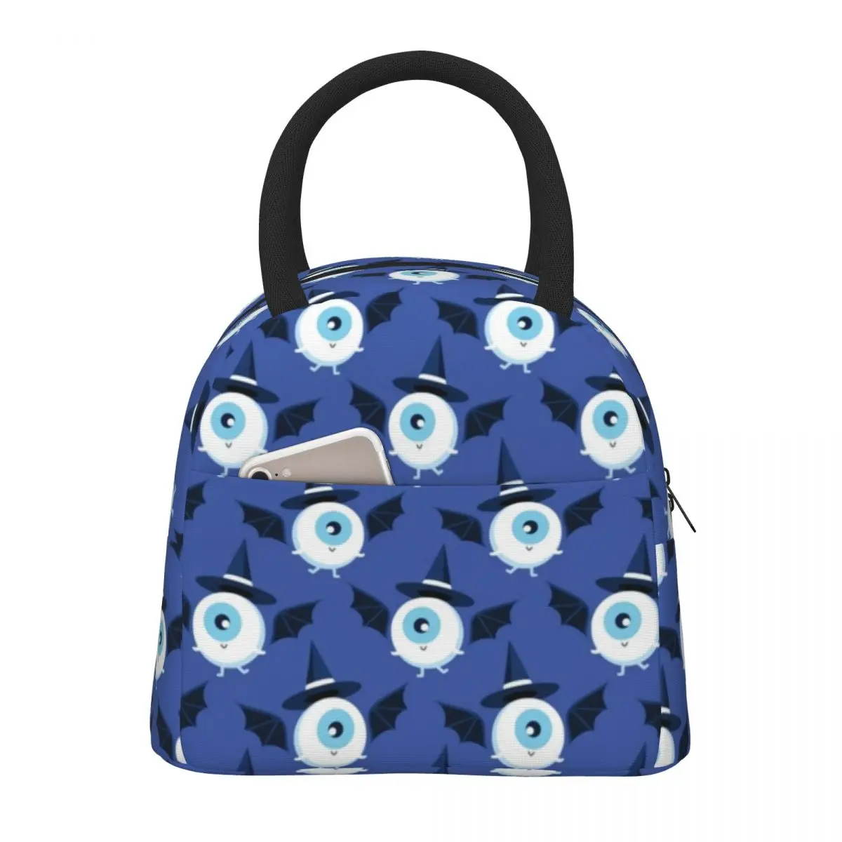 

Cute Evil Eye Dancing Lunch Bag Halloween Print Fashion Lunch Box School Convenient Thermal Tote Handbags Waterproof Cooler Bag