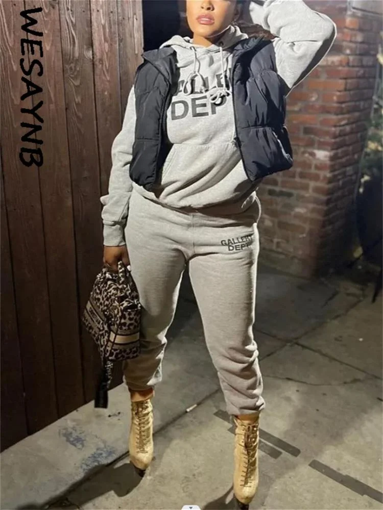 

Winter Pink Two 2 Piece Sets Outfits Long Sleeve Hoodie Long Sleeve Top Sweatsuits For Women Tracksuits Outifits Sweatpants Sets