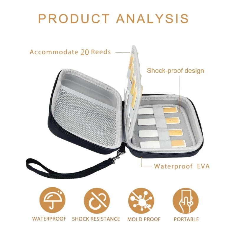 Ящик для языка саксофона и кларнета с сетчатым карманом портативный контейнер