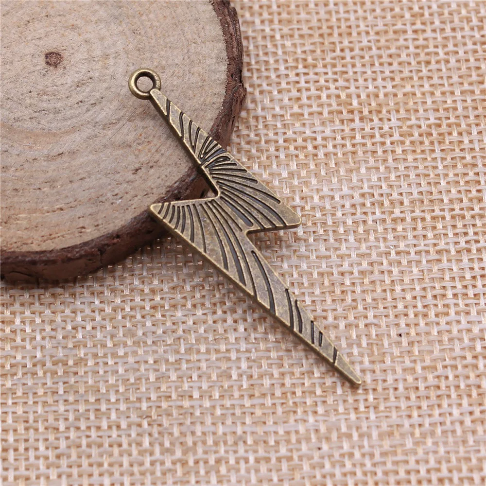 8Pcs 50x14mm Antique Silver Color Lightning Charms Pendants Earrings Necklace Accessories DIY Charms for Jewelry Making Findings