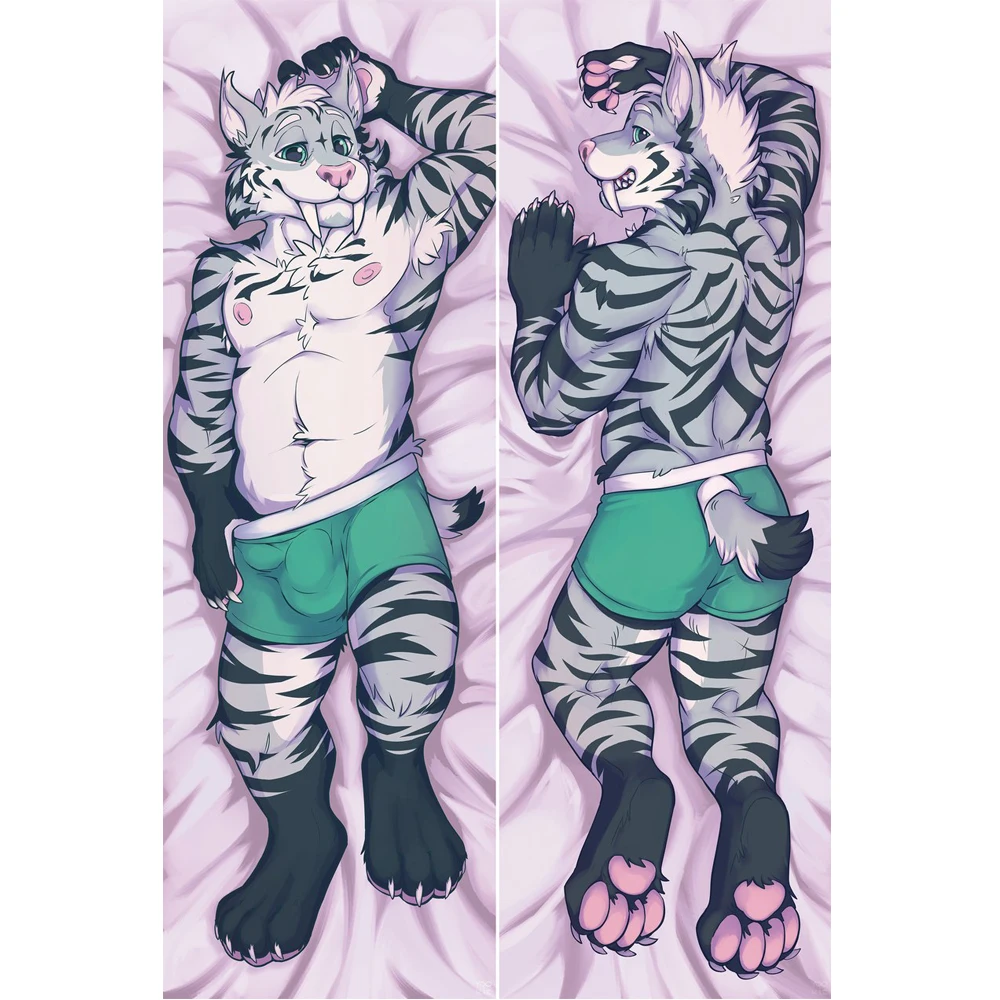 

Dakimakura Anime Fluffy Furry Orcus Anthro Build Tiger Double-sided Print Of Life-size Body Pillowcase Gifts Can be Customized