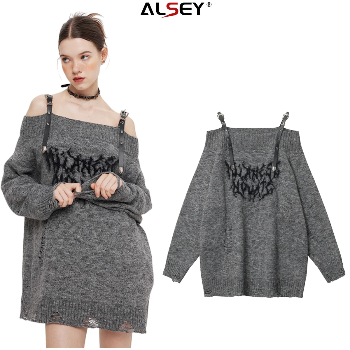 Осенне-зимние модели ALSEY дизайнерский Женский пуловер на одно плечо свитер