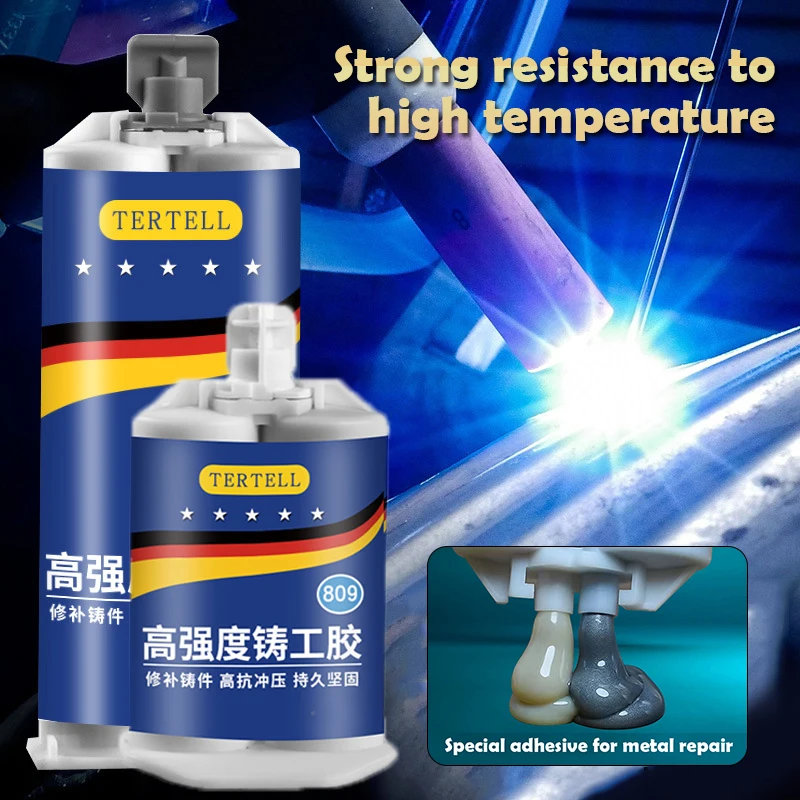 

2 In1 Industrial A+B Caster Glue Metal Repair Paste Heat Resistant Sealant Cold Weld Strong Defect Repair Agent Glue 50g/100g
