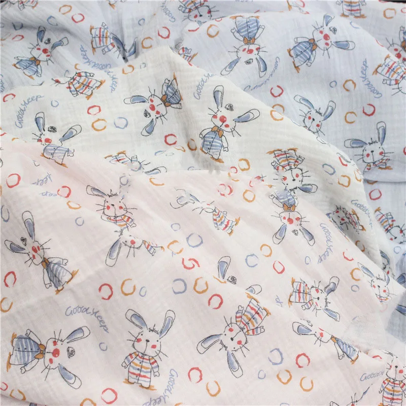 

135x50cm Double Cotton Crepe Gauze Sewing Fabric, Making Children's Pajamas Anti Mosquito Pants Small Blanket Cloth Home Textile