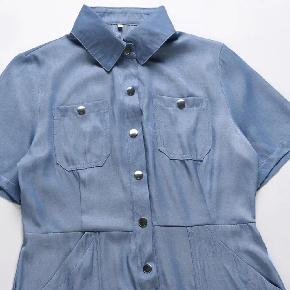 

Beautiful Summer Dress Solid Color Tight Waist Lady Dress Pullover Lady Dress