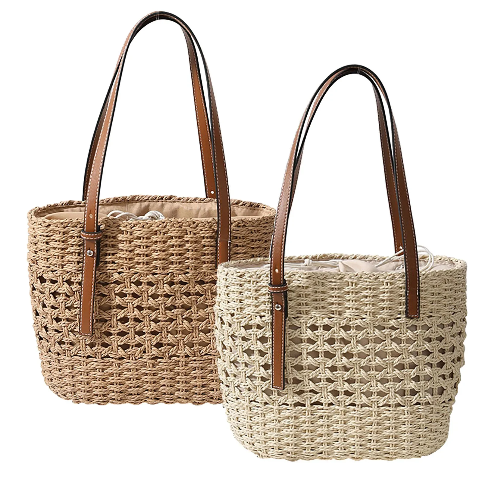 

Straw Bags for Women 2023 Summer Straw Shoulder Wicker Beach Bag Woven Rattan Bag Handmade Purse Bohemia Handbag bolsos mimbre