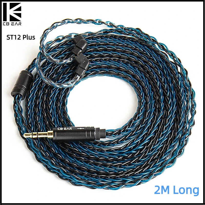 Фото Кабель для наушников KBEAR ST12 Plus, IEM, 8 ядер, посеребренный, 2 м, кабель для наушников с разъемом 2PIN/QDC/MMCX, кабель для игровой гарнитуры KZ HIFI №1