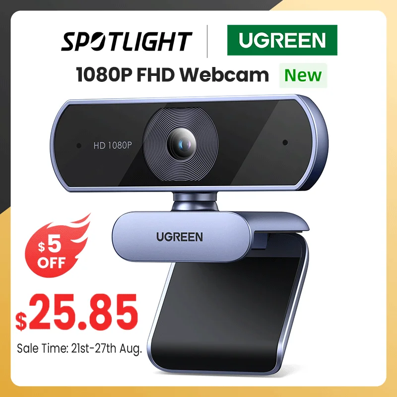 UGREEN USB 웹캠 1080p HD 미니 웹캠  (USD 28.78…